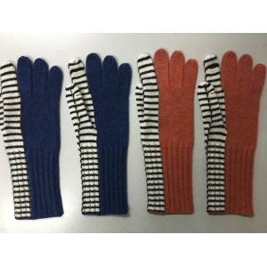 Buy cheap Cashmere Intarsia Knitted Gloves With Fingers / Asymmetric Stripe Pattern from wholesalers