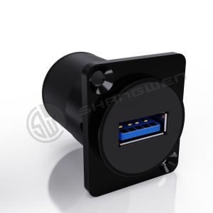 90 Degree Black Shell Audio Video Connectors 9 Pin Shielded RJ45 Female Straight