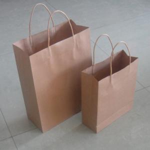Buy cheap Multi Handle Brown Paper Packaging Bag Eco-friendly With Middle Size product