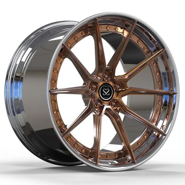 Quality SSJK2008 Polish Custom Spoke Style 2-PC Forged Wheels 5X114.3 for sale