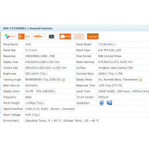 Buy cheap 21.5" Car LCD Monitor T215HVN01.1 FHD 1920*1080 Pixel IPS LVDS from wholesalers