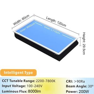 Smart Tuya Circadian Lighting LED Artificial Skylight IP44 Waterproof 2200K