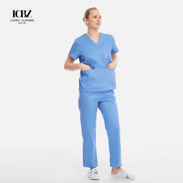 Quality Customized Color 3x Lilac Hospital Scrubs for Doctors and Nurses in Fashionable Style for sale