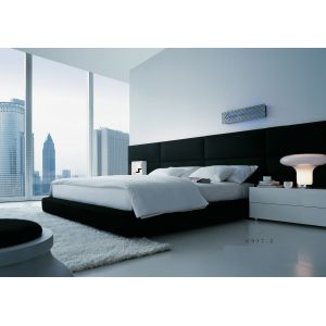 Buy cheap modern high quality fabric soft king bed with decoration headboard from wholesalers