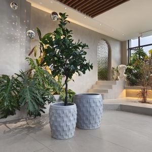 Buy cheap D390*H410B D340*H360 Fiber Clay Planter With Textured Surface And Frost Resistant Character from wholesalers