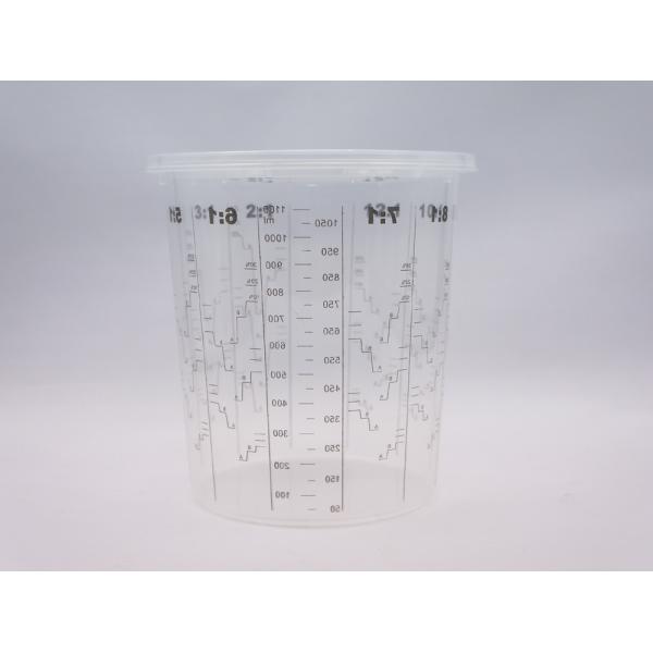 Quality 1300 ml Disposable Mixing cup Auto Plastic Single Use plastic pots measuring printed cup calibrated-up cup for sale