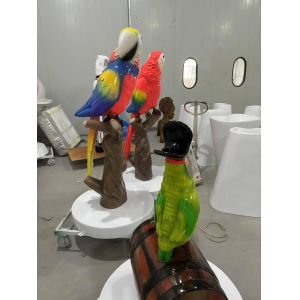Chef, waiter, parrot sculpture themed restaurant IP doll store FRP custom