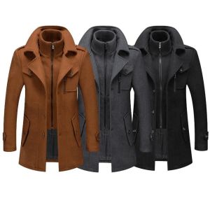 Buy cheap Autumn and Winter New Men′s Double Collar Woolen Warm Plus Size Long Coat Windproof Jacket for Men from wholesalers