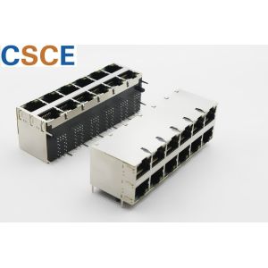2 X 6 Port RJ45 Magnetic Jack , 10 / 100 Base - T RJ45 PCB Jack ROHS Certificati