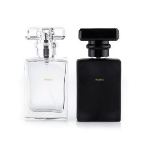 50ml Transparent/Black Glass Clear/Smooth Rectangle Bottle With Transparent
