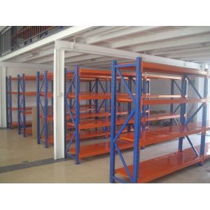 Buy cheap 500kg cold rolled medium duty shelving , custom Blue / Orange long span shelving from wholesalers