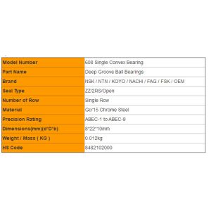 Buy cheap Precision Bike Ball Bearings 608 Single Convex Bearings 8*22*10mm from wholesalers