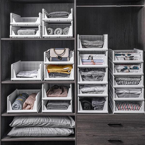 Buy cheap Gray 43x33cm Plastic Storage Boxes For Clothes Stackable Bin Storage from wholesalers