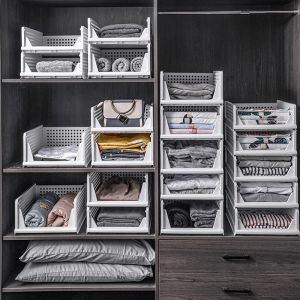 Buy cheap Gray 43x33cm Plastic Storage Boxes For Clothes Stackable Bin Storage from wholesalers