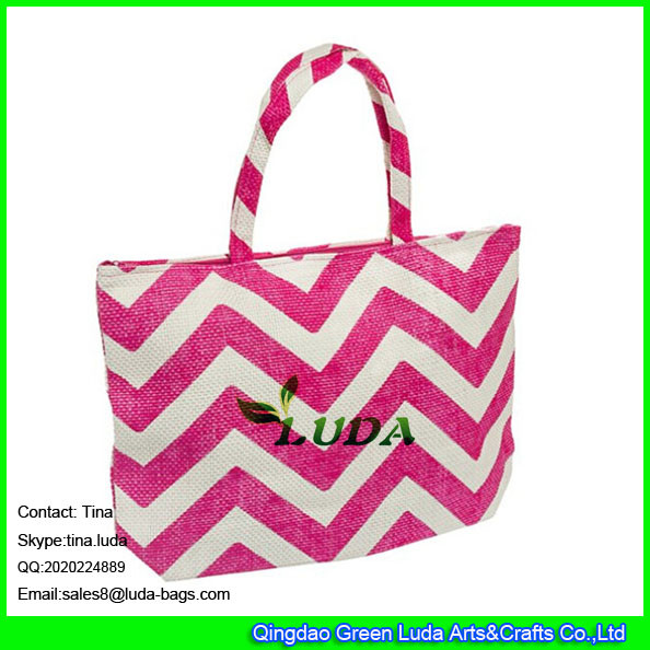 Quality LUDA 2016 fasion women's straw chevron striped shopper beach tote Bag for sale