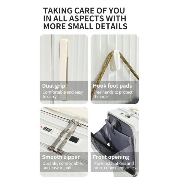 2 pieces set Front-Open Pocket versatile travel luggage Laptop Trolley Carry-On Size (yellow, 20") | Luggage Supplier with Hidden Cup Holder PC