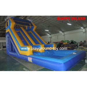 Buy cheap Blue Inflatable Water Slide 0.55mm PVC Tarpaulin For Amusement Park RQL-00303 from wholesalers