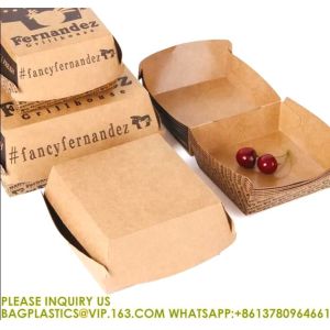 Buy cheap Custom Size Food Packaging Hamburger Cardboard Box Kraft F-Flute Corrugated Super Thick Paper 300gsm Paper Burger Box from wholesalers