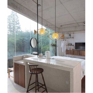 Fish Shaped Rattan Woven Hotel Bar Lamp Creative Chinese Style Retro lamp(WH-VP