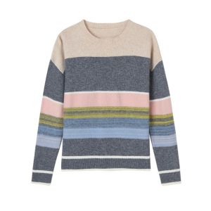 Buy cheap O Neck Striped Bespoke Sweaters Unisex Long Sleeve Knitted Pullover from wholesalers