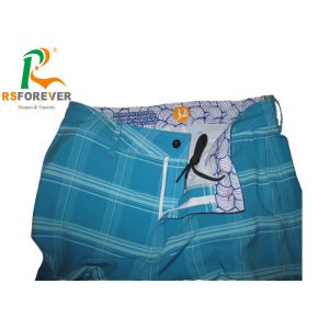 Buy cheap Extra Long Blue Printed Board Shorts For Men Gridding Simple Style Customized Size from wholesalers