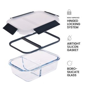 Buy cheap Divided Glass Food Container with Cool Lock PP Lid from wholesalers