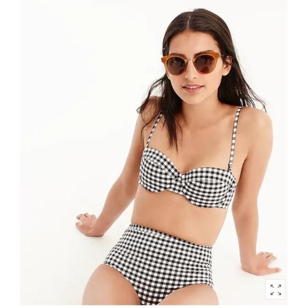 Quality underwire bikini top in matte gingham for sale