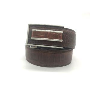 Buy cheap Automatic Buckle 3.5CM Croco Texture Mens Brown Belt from wholesalers