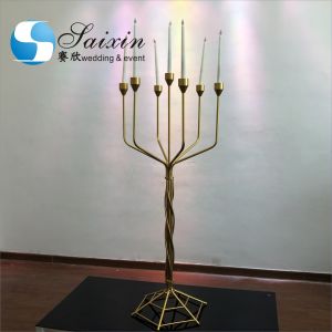 7 Arms Metal Candle Candelabra For Fireplace Elegant Gold Plated 138CM