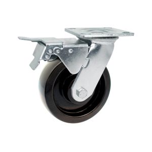 Buy cheap Swivel Plate Heavy Duty Casters Trolley Wheels With Side Lock 125x50mm Black Hard Glass Filled Nylon Wheel from wholesalers