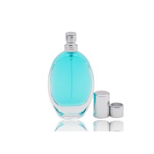 Drop Shaped Empty Perfume Bottles 100ml With Silver Aluminum Perfume Pump Collar