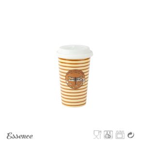 Buy cheap 11OZ Bone China Mugs , Double Wall Design Ceramic Travel Mug With Silicone Lid from wholesalers