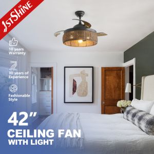 Buy cheap Smart Control Rustic Design Rattan Ceiling Fan with Retractable Blades and Light Kit from wholesalers