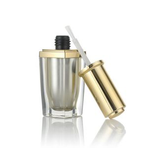 Acrylic 10ml Empty Nail Polish Bottles With Brush Gold Square