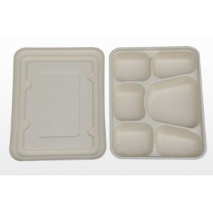 Buy cheap FDA 6 Compartment Degradable Tableware Wheat Straw Disposable Lunch Box from wholesalers