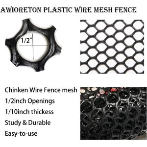 Chicken Wire Fencing Mesh Plastic With Zip Ties, 1.3×10FT Garden Netting For