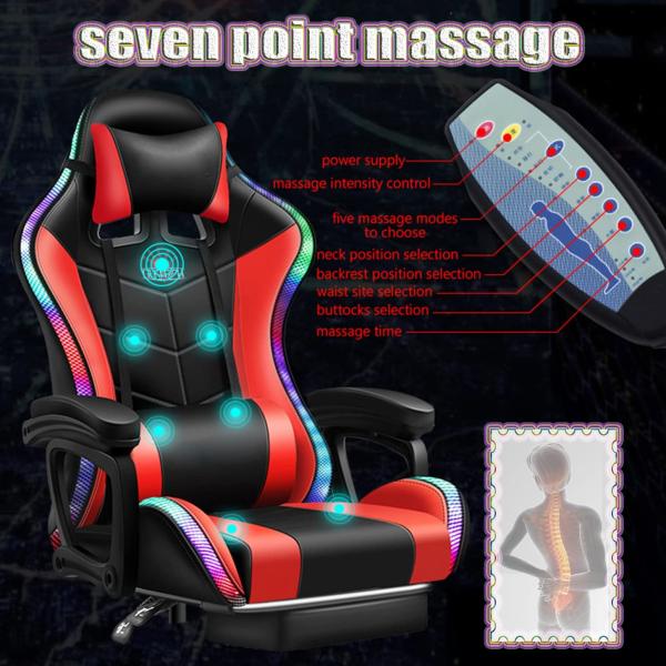 OEM ODM RGB Gaming Chair with 7 Points Massage Speakers and Customizable Features