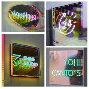 Buy cheap Customized Infinity Abyssal Mirror Backlit Sign with 3D Metal Logo and Neon Lights from wholesalers