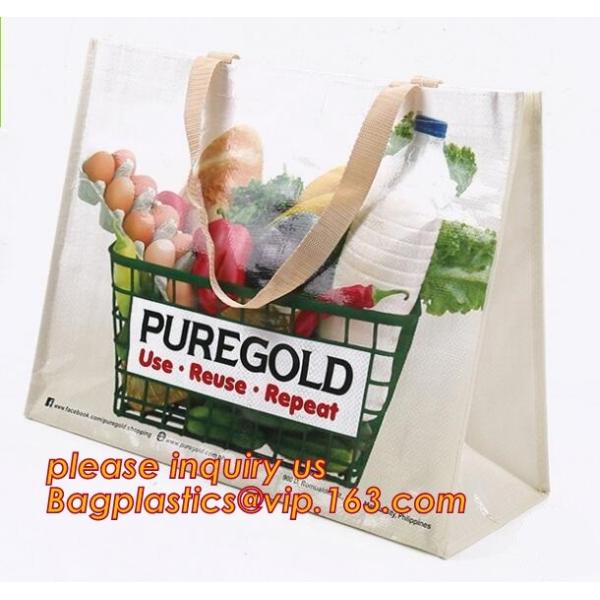 Premium eco wholesale custom print laminated gold metallic polypropylene woven