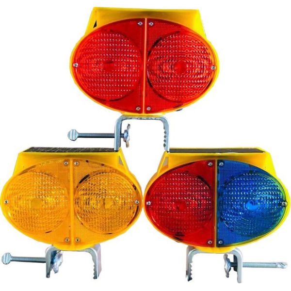 Buy cheap ROADSAFE JSD11 Dual-Color Red/Blue Flashing LED Solar Traffic Warning Lamp – Double-Sided Safety Barricade Light from wholesalers