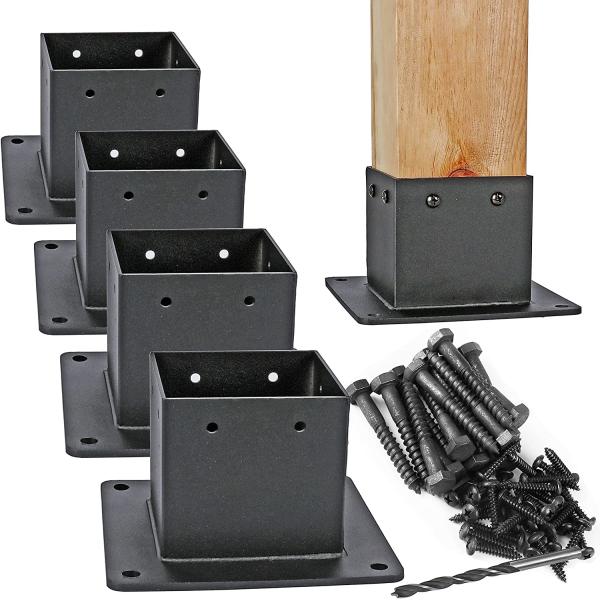 Quality Powder Coated Stainless Steel Flange Anchor Base for 4x4 or 6x6 Deck Railing Pergolas for sale