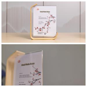 Buy cheap Custom Clear Transparent 8x10 L Shape Acrylic Photo Picture Frame with Wood Base from wholesalers