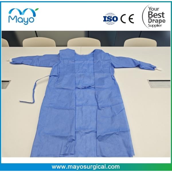 Quality EN 13795 Compliant Sterile Surgical Gown with Ultrasonic Seam and Knitted Cuffs for sale