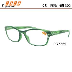 Buy cheap Hot sale style reading glasses with plastic hinge ,suitable for men and women,pattern on the frame and temple from wholesalers