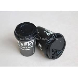 Black Single / Double Wall Disposable PLA Paper Cup With Lids Custom Printed