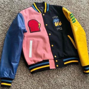 Buy cheap Custom Varsity Jacket Leather Sleeve Chenille Embroidery Color Blocked Letter Embroidery Graphic Letterman Varsity Bomber Jacket from wholesalers