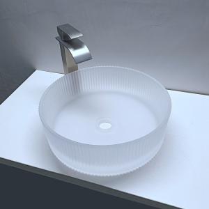 Buy cheap Acid Matt Crystal Glass Wash Basin Vertical Stripes Diecasting Countertop Bathroom Sinks from wholesalers