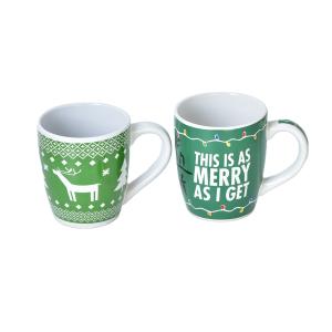 China Wholesale ceramic Festive red decal Christmas mug coffee mugs on sale