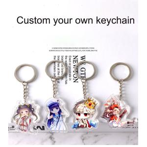 Durable Custom Acrylic Keychains Cartoon Character Printed Clearly With Metal