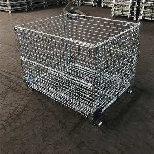 Steel Folding Stackable Pallet Cages , Wire Container Storage Cages